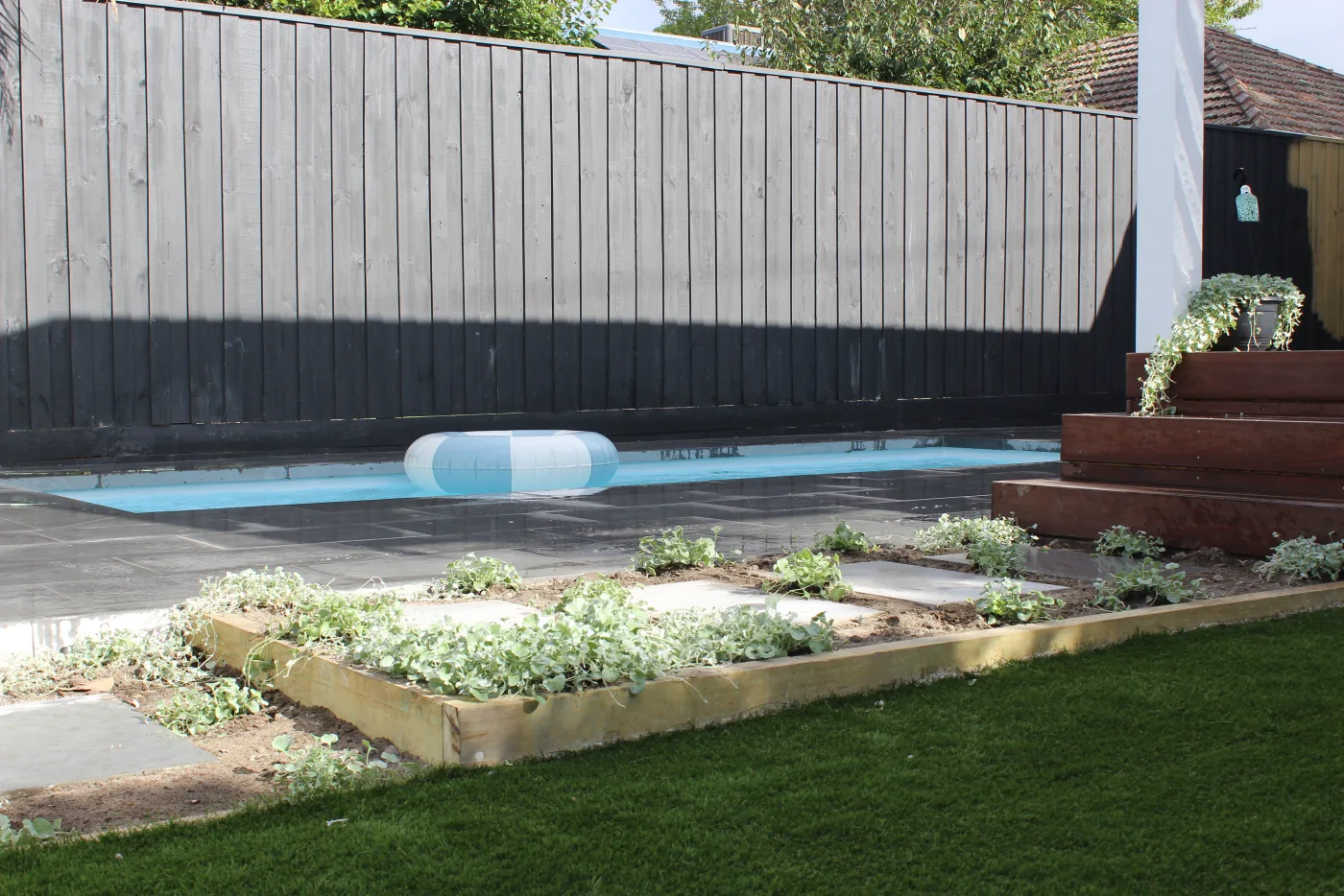 Pool coping detail built by DT Masonry Scapes